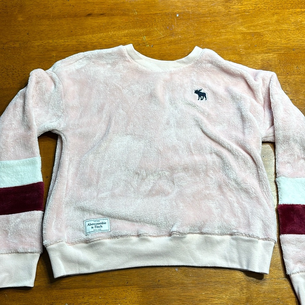 Abercrombie kids fluffy pink sweat shirt. Size 11/12. Very soft